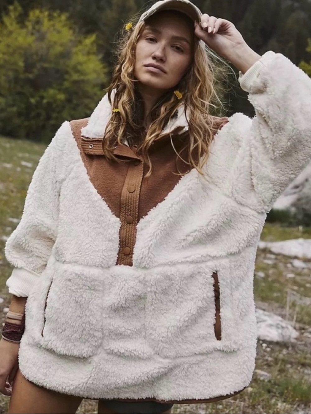 Free People Movement Fall To Rise Fleece Quarter Snap Size Small Oversized NWOT